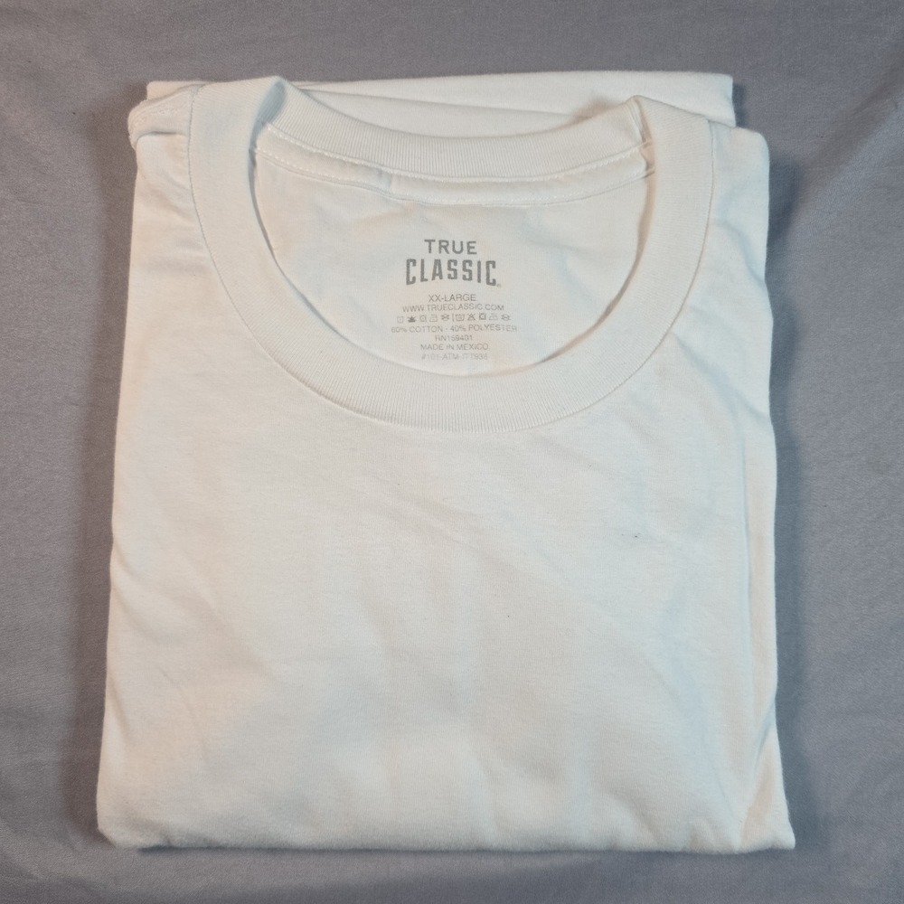 True Classic  Men's White Crew Neck Tee T Shirt  2X XXL